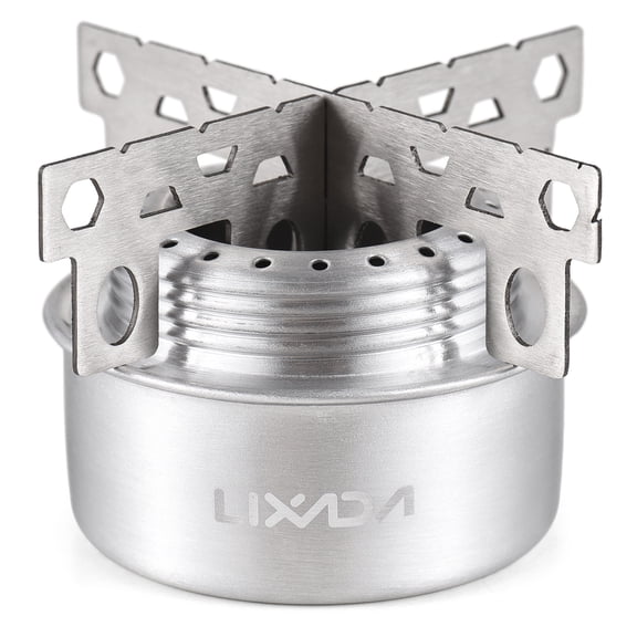 Brynna aluminum alcohol stovePortable Mini Alcohol Stove, Aluminum Alloy Camping Stove with Lid and Fire Windshield, for Outdoor Backpacking Hiking Cooking