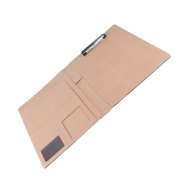 Brynna document folder Multifunctional A4 PU Business Contract Organizer Case with Card Slots and Pen Slot Metal Black Brown for Office Business Meetings