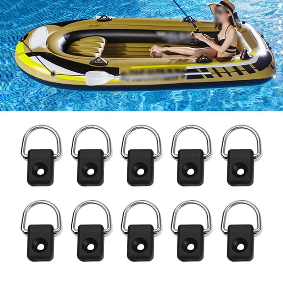 Brynna rigging D10pcs Black Canoe Kayak Fishing Rigging D , Lightweight & Portable, anti Corrosive D with M6 Screws for Bungee Kit Accessory, Ideal for Boat or Canoe Repair