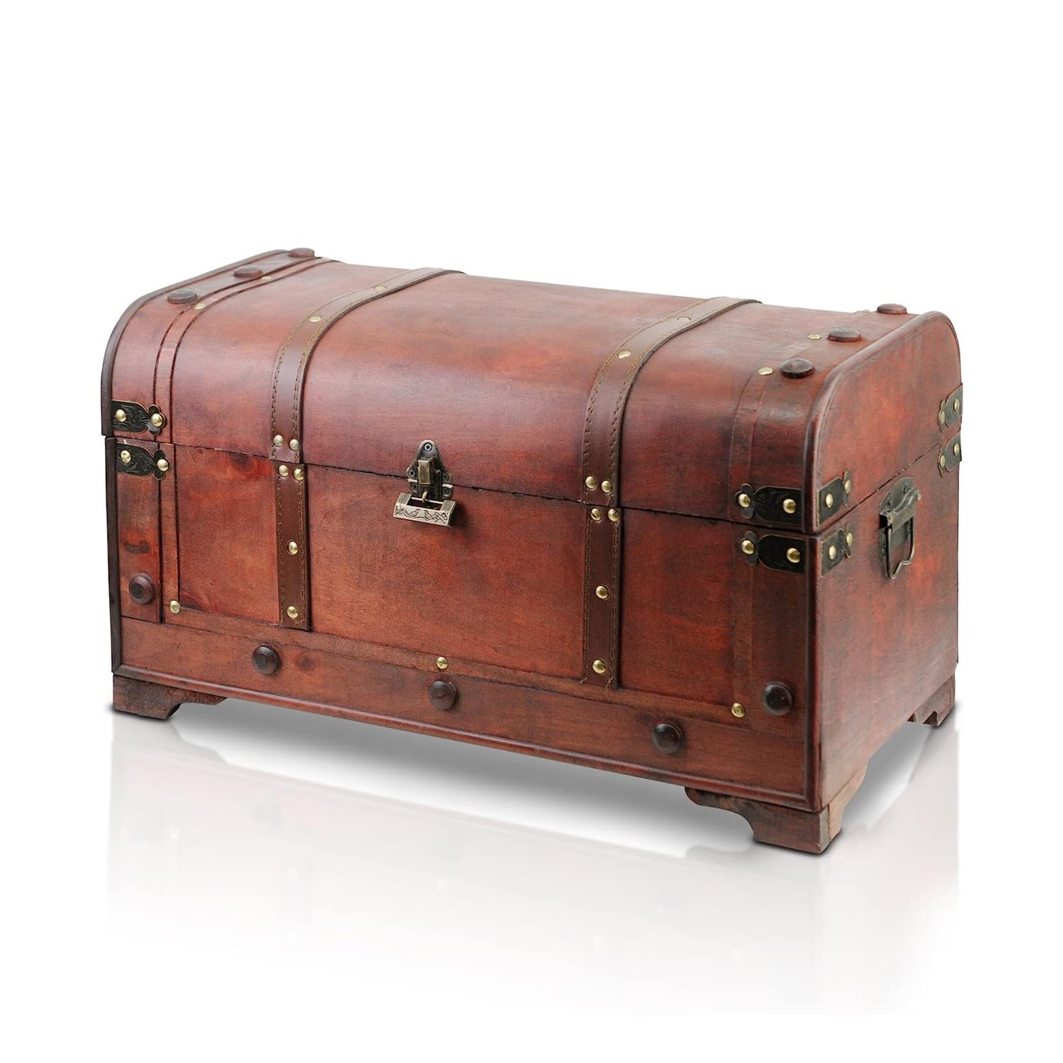 Mini Coffre Au Trésor En Bois, 8 X 6,5 X 6 Cm Cadenas Boîte De Décoratif Vintage Style Chinois, Boîte De Rangement Jouet Boîte De Antique Bijoux De Pirate Pour Livres Cartes