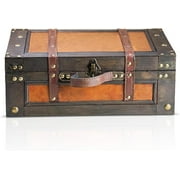 Brynnberg Durable Wood Pirate Treasure Chest Storage Box, Handmade Decorative Treasure Chest, 15 x 10.6 x 5.5