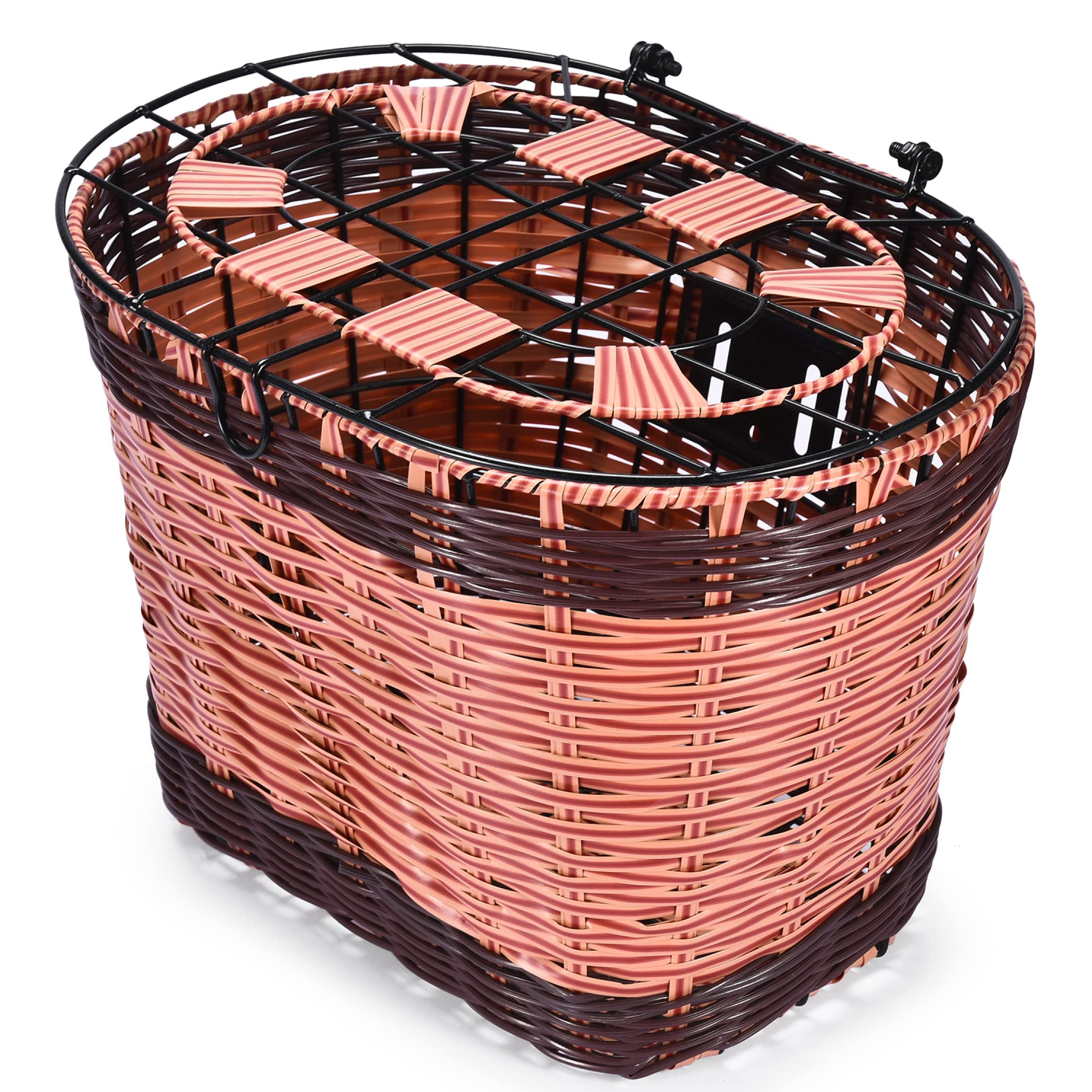 Pink and Brown Wicker Handlebar Bike Basket for Kids