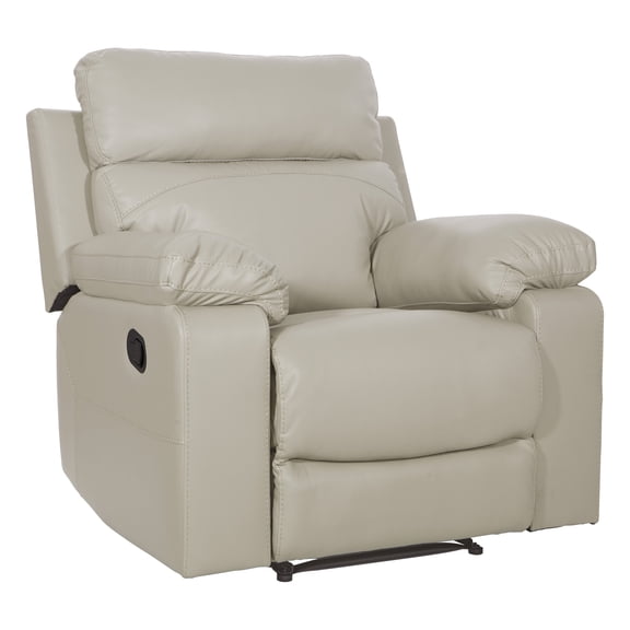 Bryson Recliner Pillow Back in Taupe Faux Leather