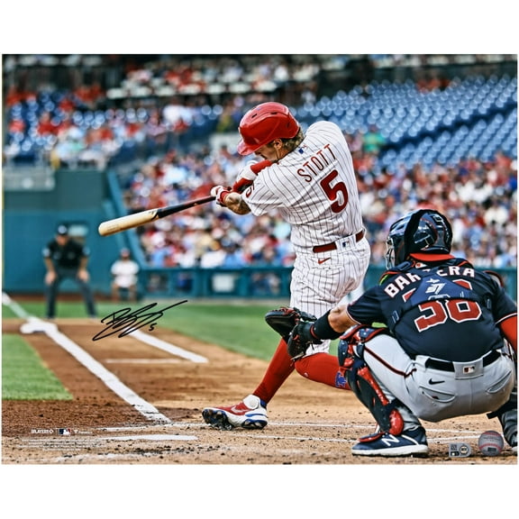 Bryson Stott Philadelphia Phillies Autographed 16" x 20" Hitting Photograph - Fanatics Authentic Certified