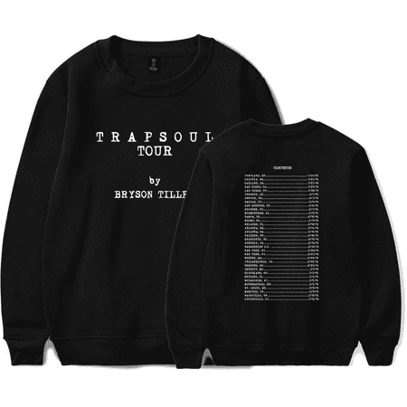 Bryson Tiller Merch Long Sleeve Sweatshirt Trapsoul Tour 2016 Merch Hoodie 90s Vintage Sweatshirts For Fans Men Women