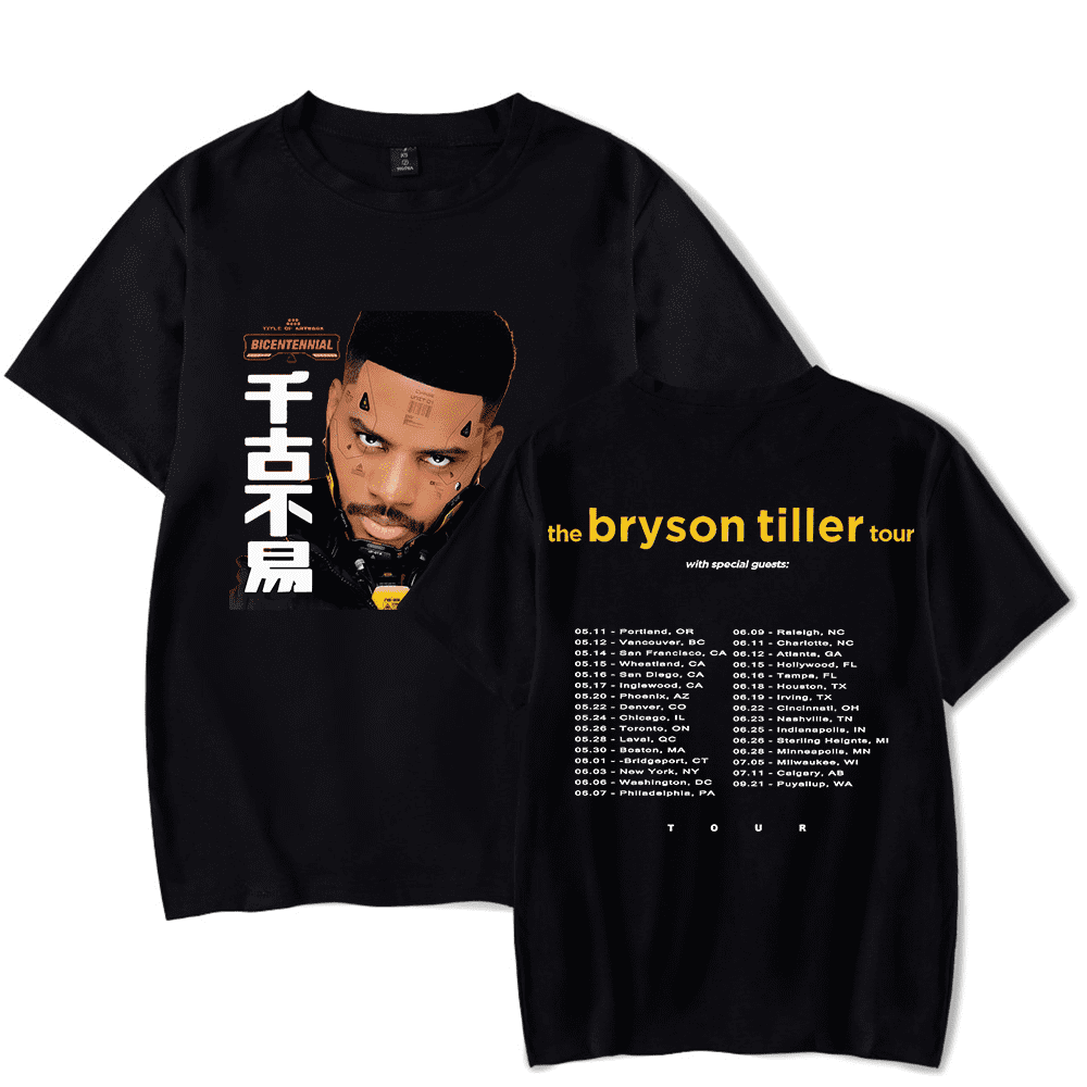 Bryson Tiller Merch The Bryson Tiller Tour 2024 T shirt Short Sleeve Classic Tees Suit Unisex