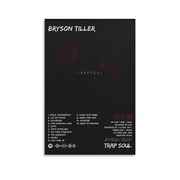 Bryson Tiller Trap Soul Canvas Poster Bedroom Decoration Landscape Office Valentine's Birthday Gift