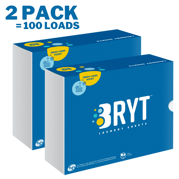 Bryt Laundry Detergent Sheets, Fresh Scent, Eco-Friendly No Mess 100 laundry sheets detergent