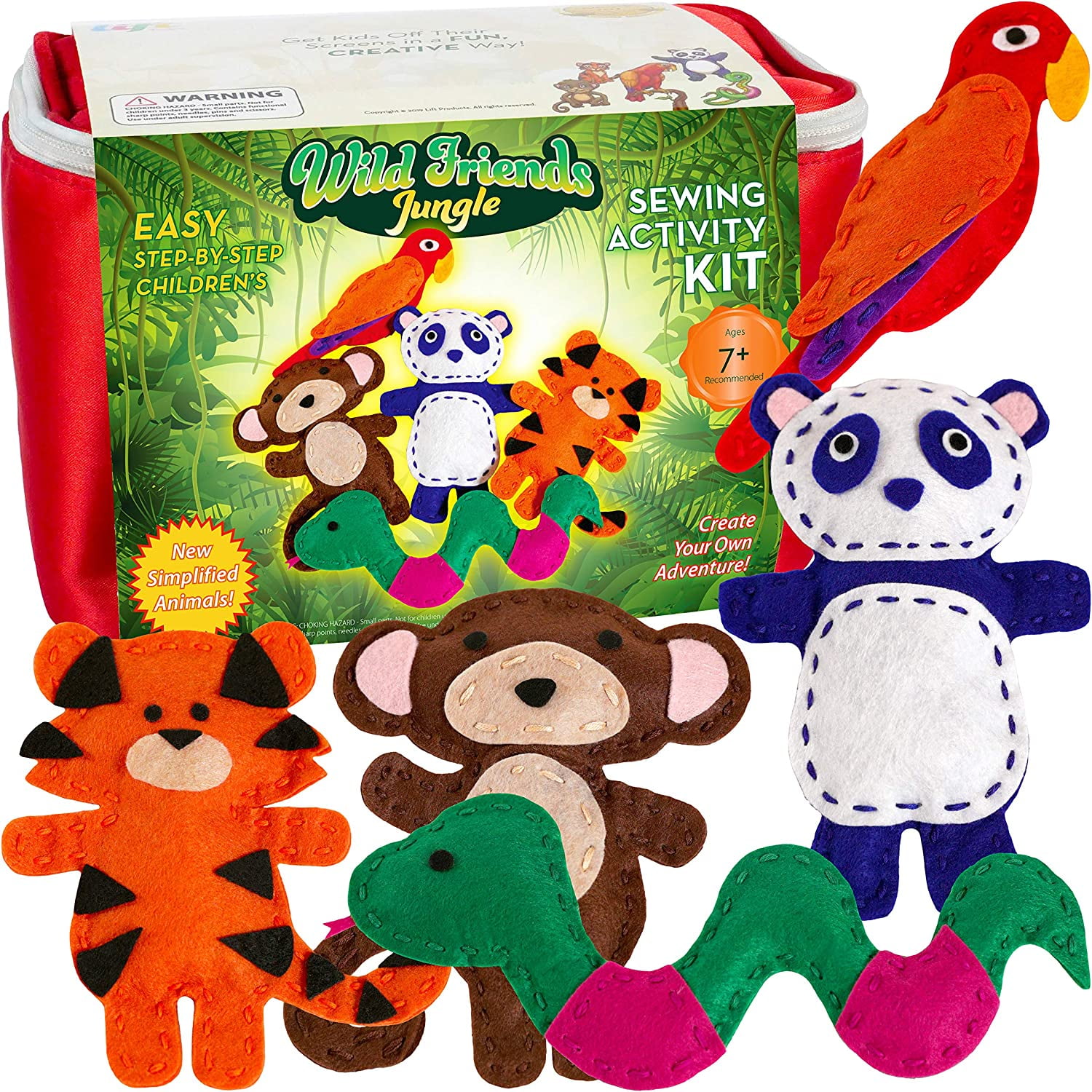 Bryte Jungle Animals Sewing Kit for Kids: A Fun DIY Arts & Crafts  Experience with 5 Pre-Cut Felt Animals, Needles, Thread, Instructions &  More - For Kids Age 7+ - Great Gift