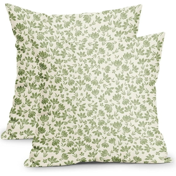Brythos 2Pcs Throw Pillow Covers,Double-Sided Vintage Floral Pillow Covers,Smooth Invisible Zipper Couch Pillow Covers,Style13,18"X18"