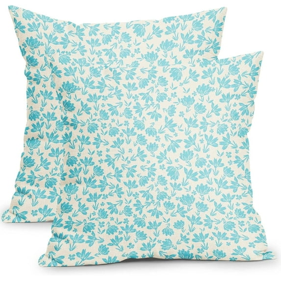 Brythos 2Pcs Throw Pillow Covers,Soft Skin-Friendly Cotton Linen Blend Pillow Covers,Double-Sided Vintage Floral Couch Pillow Covers,Style17,20"X20"