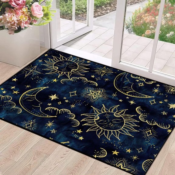 Brythos 2x3 ft Celestial Star Rug, Boho Sun Moon Galaxy Carpet for Bedroom Dorm Living Room