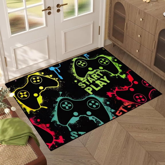 Brythos 2x3 ft Gaming Area Rug, 23.6x35.4 inches Video Game Carpet for Boys Bedroom Dorm Entryway