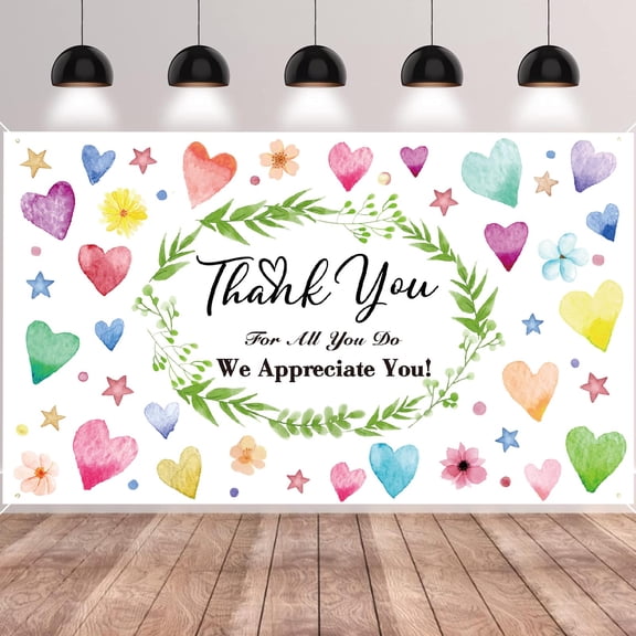 Brythos 5x3' We Appreciate You Colorful Banner Thank You for All You Do Photo Backdrop