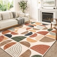 thumbnail image 1 of Brythos 8x10 Washable Area Rug, Boho Abstract Terracotta Design, Non-Slip Soft Large Carpet for Living Room Bedroom Dining Room, 1 of 7