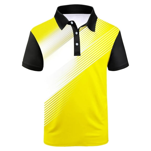 Brythos Golf Shirts for Men,Everyday Casual Wear Mens Polo Shirts Short Sleeve,Moisture-Wicking Comfort Mens Golf Shirt,Yellow,L