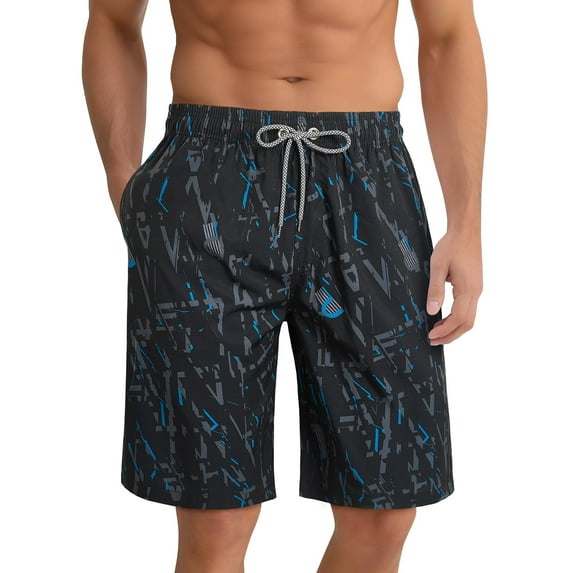 Brythos Men's Board Shorts,Quick-Drying Elastic Waist Beach Shorts,Drawstring Board Shorts Breathable Beachwear,Black,S