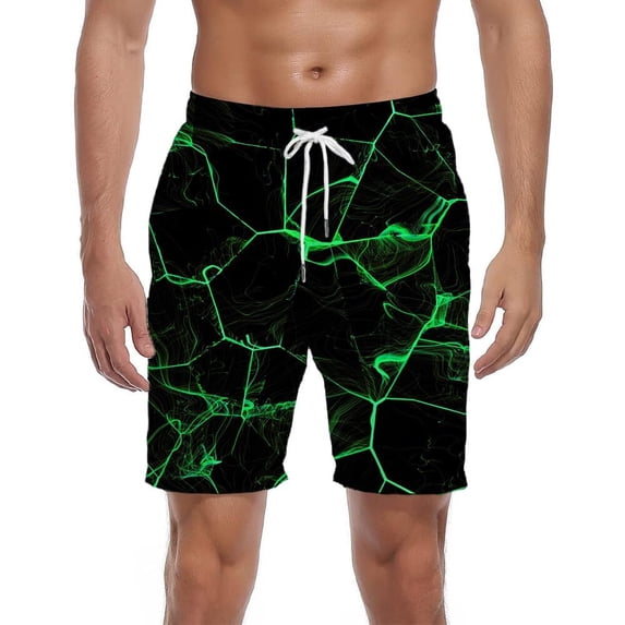 Brythos Men's Board Shorts,Quick-Drying Elastic Waist Beach Shorts,Drawstring Board Shorts Breathable Beachwear,Green,XXXXXL