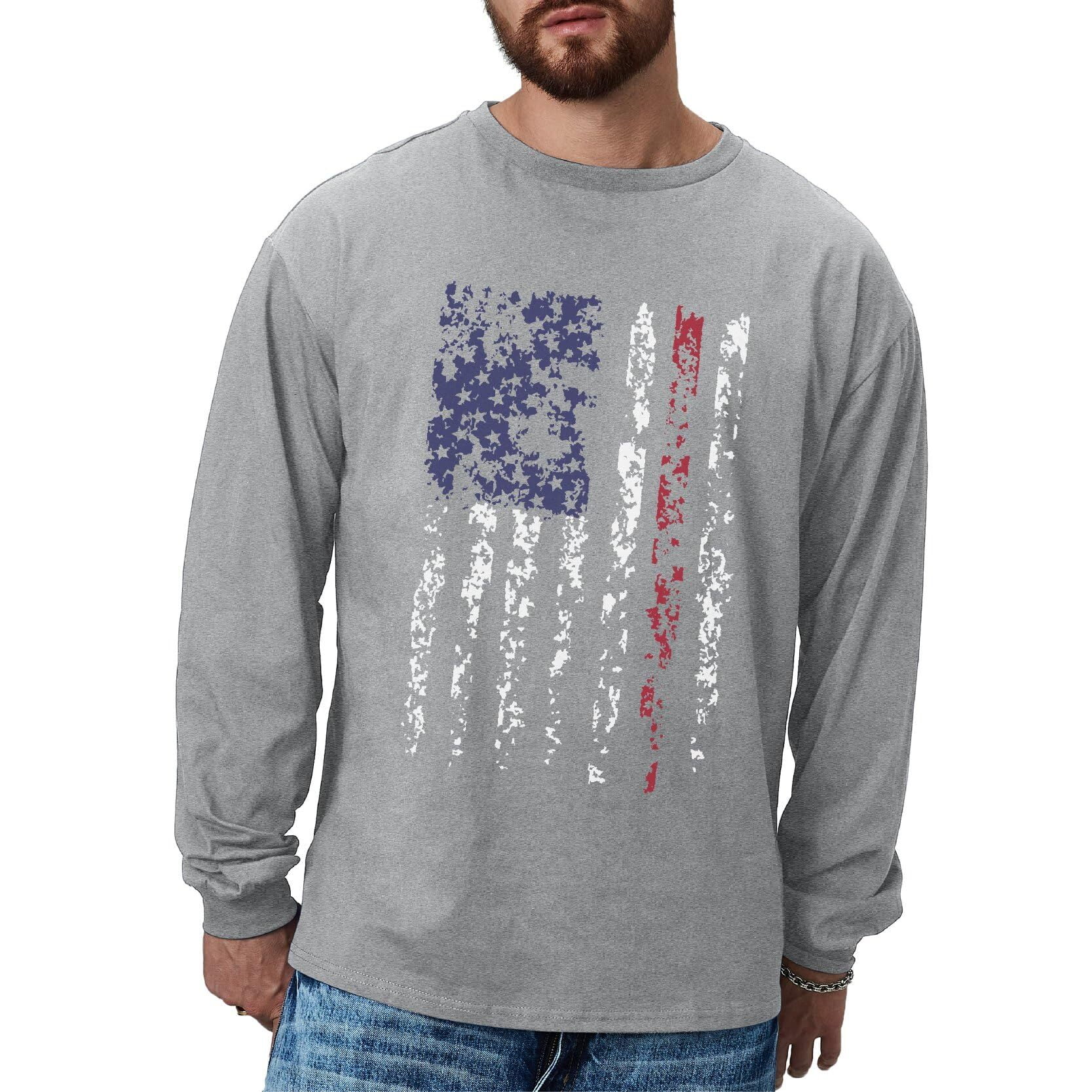 Brythos Men #39 s Long Sleeved T Shirt Flag Pattern Long Sleeved T Brythos Men #39 s Long Sleeved T Shirt Flag Pattern Long Sleeved T