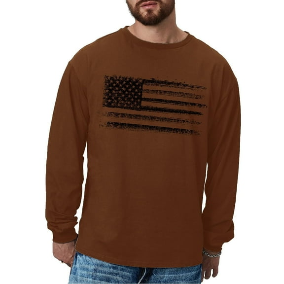 Brythos Men's Long-Sleeved T-Shirt - Flag Pattern Long-Sleeved T-ShirtRed,XXXL