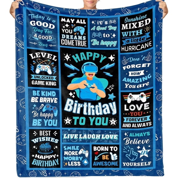 Brythos Personalized Number Age Birthday Gifts Blanket, 40x50in Gifts for Boys and Kids, Birthday Gift Ideas for Him, Boyfriend or Son for Ages 1 to 20