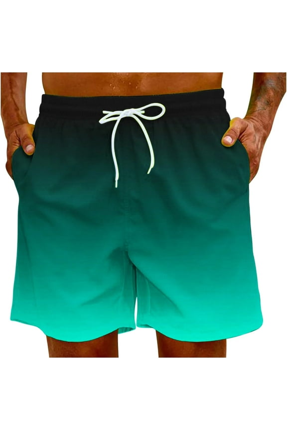 Swim Trunks Men,Boxer-Style Design with Wide Legs Swimming Trunks for Men,Creates Vibrant Summer Look Mens Bathing Suit,Green,L