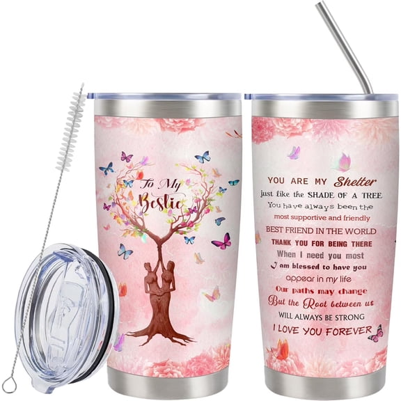 Brythos To My Bestie Heart Tree Tumbler - Best Friend Birthday Gifts for Women, Friendship Gift Ideas for Female Friends