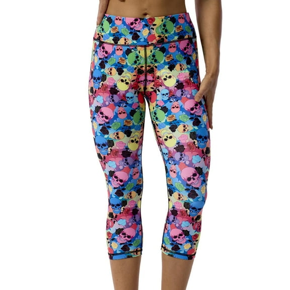 Brythos Women's Cropped Leggings - Printed Cropped Trousers With Pockets,Multicolor,XXXXXL