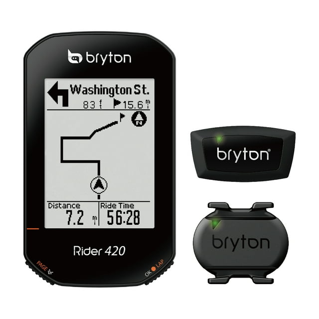 Bryton Rider 420T GPS Cycling Bike Computer (Cadence+HRM sensors Bundle). Simply Precise.