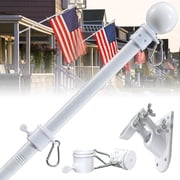 DEROFIT White Flagpole for Outside House, 5ft American Flag Pole Kit with Holder for Porch,Truck,Boat, Tangle Free,1Pack