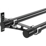 SOUMNS Heavy Duty Double Curtain Rods for Windows 28 to 48 inches,1" Diameter Metal Extendable Double Drapery Rod Set, Black