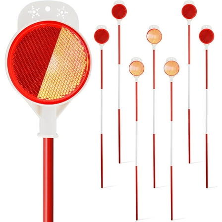 BsBsBest 48 inch Metal Driveway Markers, 8 Packs Red Double Sided Reflective Snow Stake for Snow Plowing Markers, Parking Lots, Walkways, Yard Mailbox