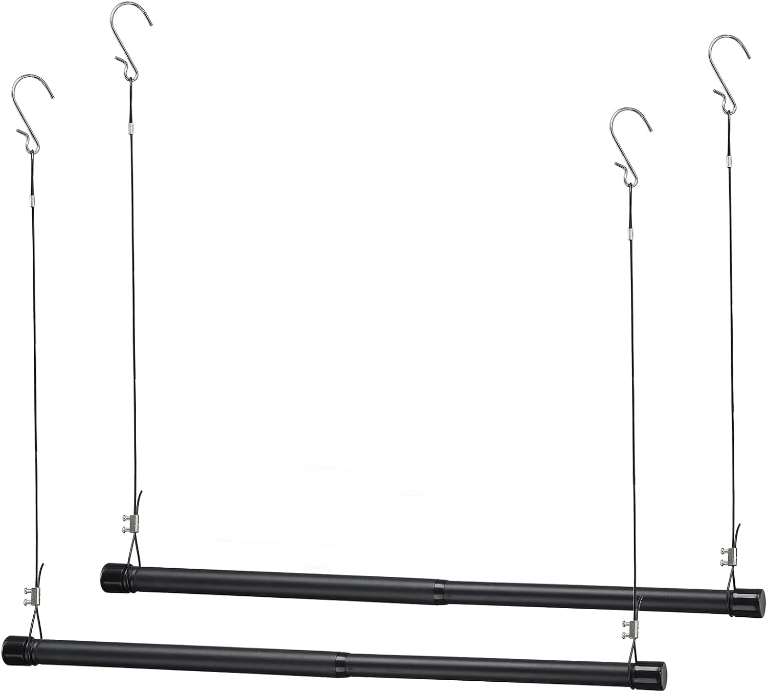 BsBsBest Hanging Closet Rod 2 Packs, 15-25 inch Adjustable Closet Hanging Organizer, 35 inch Height Space-Saving Clothes Hanging Bar