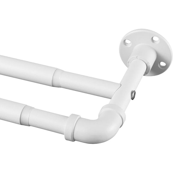 DEROFIT Double Curtain Rods for Windows 28 to 48 inches,1 inch Wrap Around Telescoping Curtain Rod for Patio, Indoor & Outdoor, Matte White