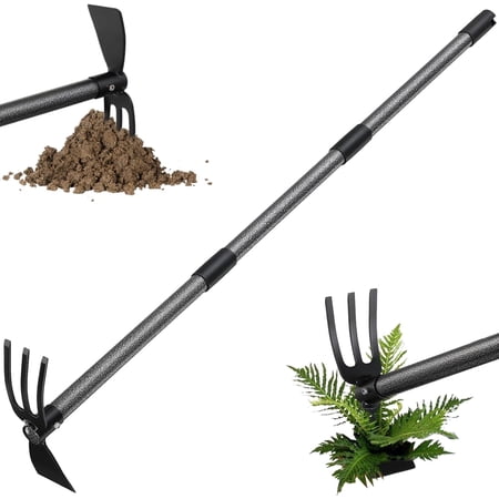 BsBsBest Weeding Tool, Hoe Cultivator 2 in 1 Garden Tools, 45 inch Weeder Hand Tiller Weeding Rake for Yard Lawn Gardening Digging Planting
