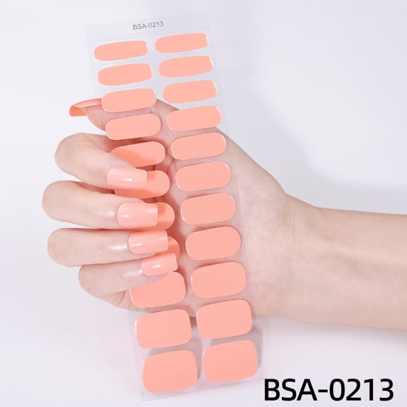 Bsa-0213 Waterproof Solid Color Gel Nail Stickers Without Baking Lamp