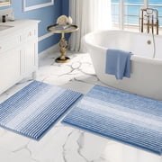 Bsicpro Bathroom Rugs Sets 2 Piece, Non Slip Bath Mats,Thick Absorbent Soft Shaggy Room Floor,20" x 32"+16" x 24",Sky Blue