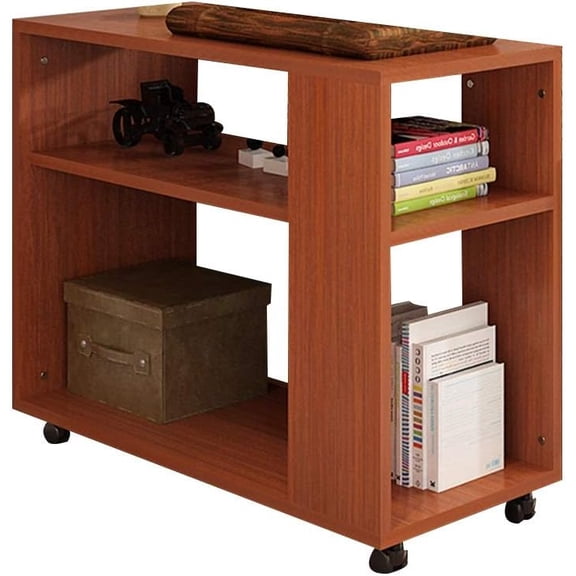 Bseack Small Coffee Table Side Cabinet, Multipurpose Small Coffee Table 3-Layer Open Storage Sofa Side Table Mobile with Casters Locker for Living Room Bedroom