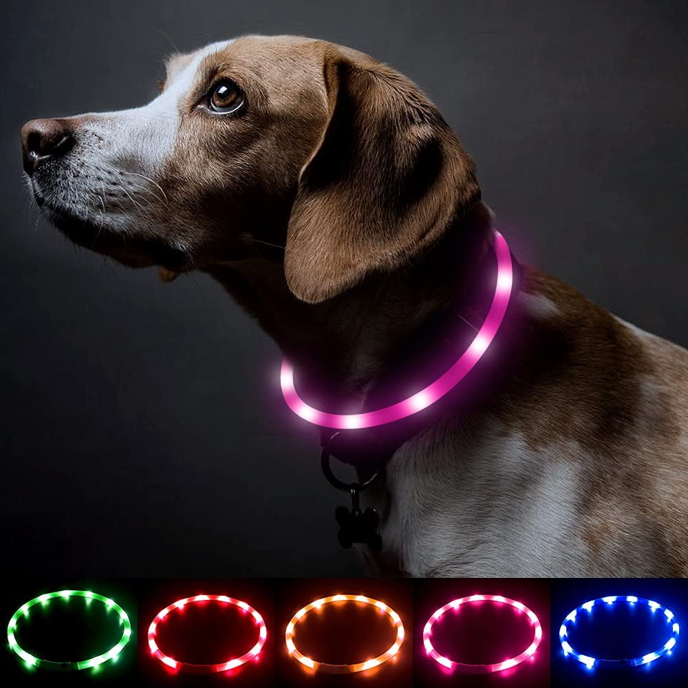 Bseen Light up Dog Collar Silicone Rechargeable Safety LED Glowing