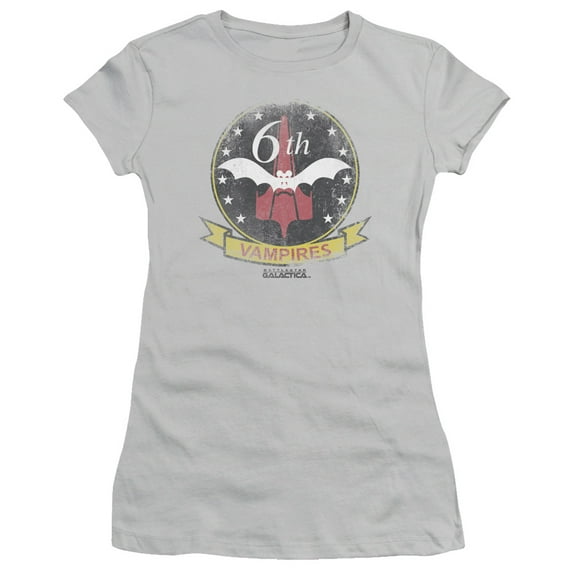 Bsg - Vampires Badge - Juniors Teen Girls Cap Sleeve Shirt - Large