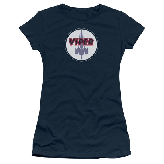 Battlestar Galactica Viper Badge S/S Junior Women's T-Shirt Sheer Navy