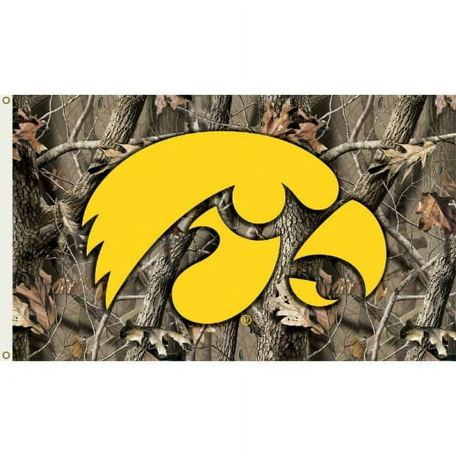 Bsi Products Inc Iowa Hawkeyes Flag with Grommets - Realtree Camo Background Flag with Grommets