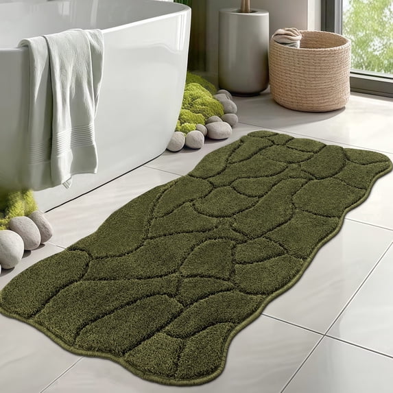 Bsicpro Bath Mat, Non-Slip Backing, Extra Soft Absorbent Shower Bath Carpet for Bathroom Floor,47"x22",Olive Green