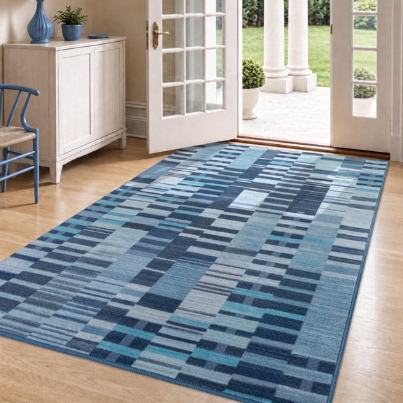 BSICPRO Contemporary Machine Woven Khaki Geometric Area Rug, 3' x 5', Stain Resistant