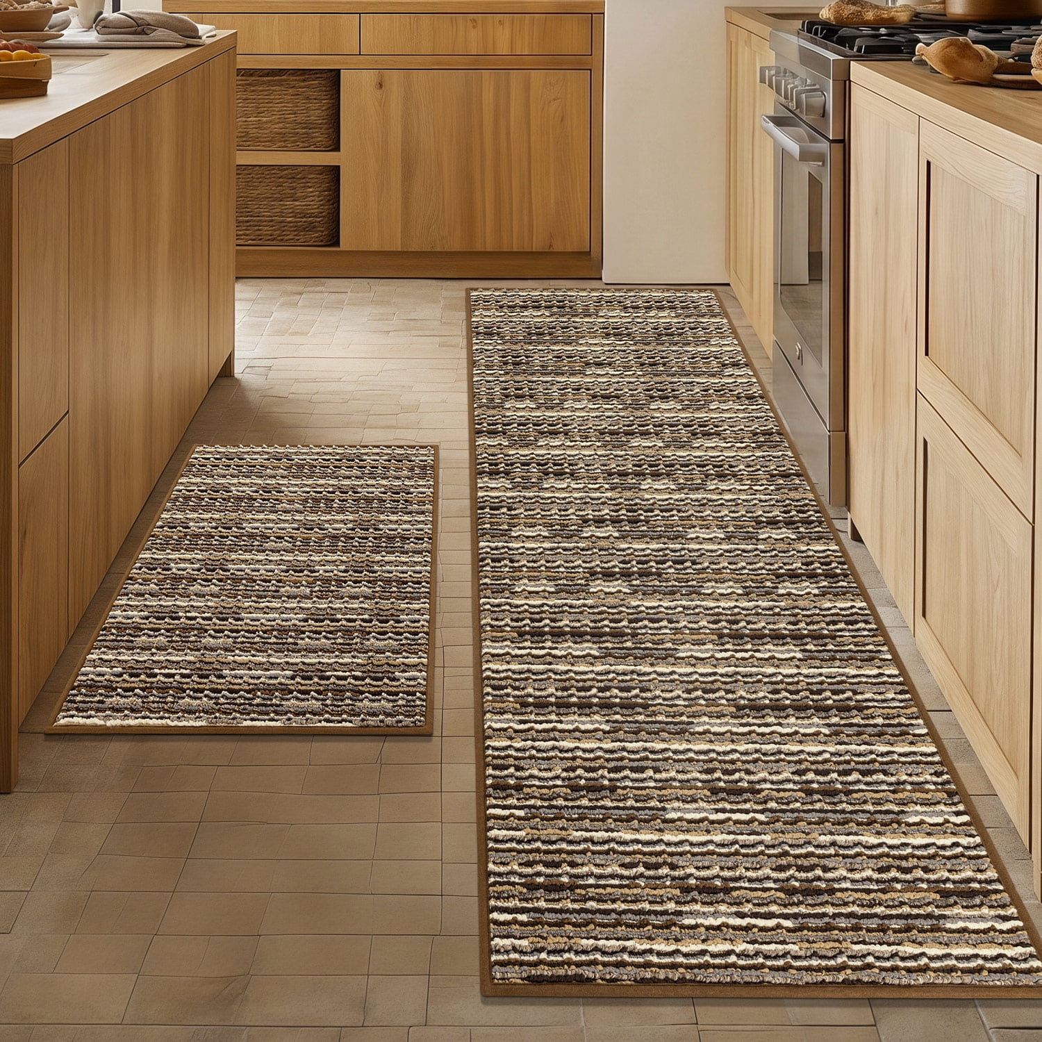 Colorful Kitchen Sink Rug Bsicpro Kitchen Rugs and Mats 2 Pieces, Non Skid Anti Fatigue Absorbent ...