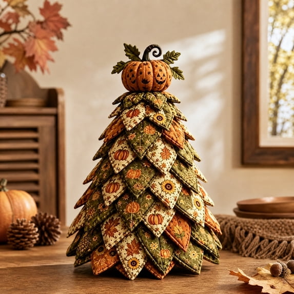 Bsirktail Halloween Craft Kit, DIY Fabric Tree Decoration Kit, 3D Quilted Halloween Tree Craft Project for Beginners, Tabletop Home Decor DIY Project for Halloween Mantel Shelf Party Display (D)
