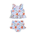 thumbnail image 1 of Bslissey 18M-6T Kids Girls Swimsuit Outfits Cute Cartoon Print Sleeveless Ruffle Tank Tops + Shorts 2Pcs Bikini Split Swimwear Set Toddler Casual Summer Bathing Suits, 1 of 8