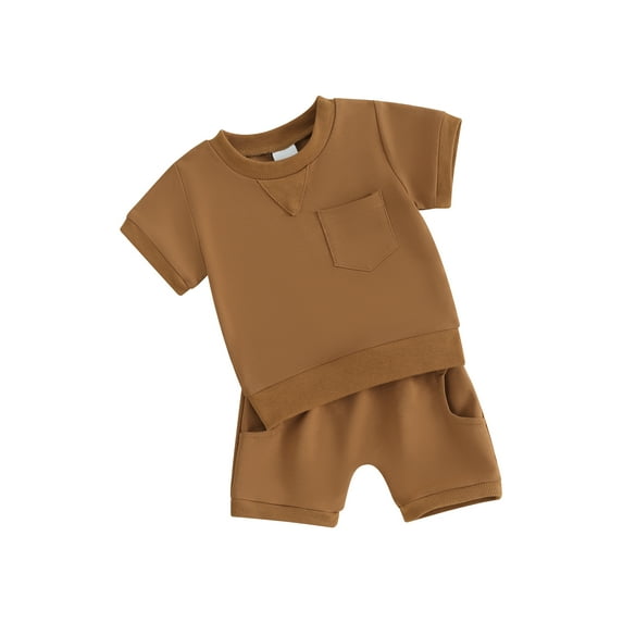 Bslissey 3M 6M 12M 18M 24M 3T Toddler Baby Boys Short Pants Sets Solid Color Short Sleeve T-shirt Tops + Drawstring Shorts 2Pcs Outfits Infant Casual Summer Clothes