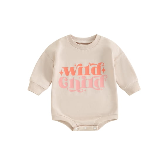 Bslissey 3M 6M 12M 18M 24M Newborn Baby Girls Boys Sweatshirt Romper Long Sleeve Letter Print Bodysuit Infant Toddler Casual Jumpsuit Daily Clothes