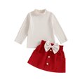 thumbnail image 1 of Bslissey 6M 12M 18M 24M 3T 4T Toddler Baby Girls Christmas Skirts Set Infant Long Sleeve Mock Neck Tops + Bow Decor Pocket Skirt 2Pcs Outfits Kids Casual Daily Clothes, 1 of 8